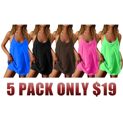 🔥Women's Sleeveless Athletic Dress with Built-In Shorts