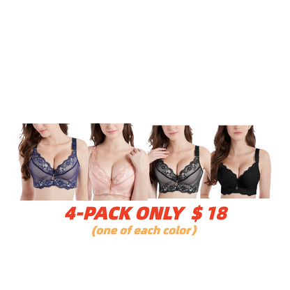 Padded Push Up Lace Bras for Women Underwire Bras Comfort Floral