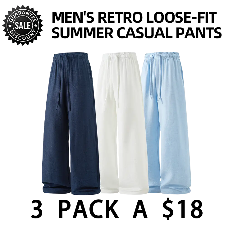 Men Retro Loose Drawstring Breathable Summer Casual Linen Pants