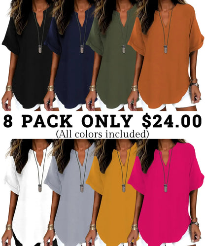 Women's Plain Short Sleeve Blouse