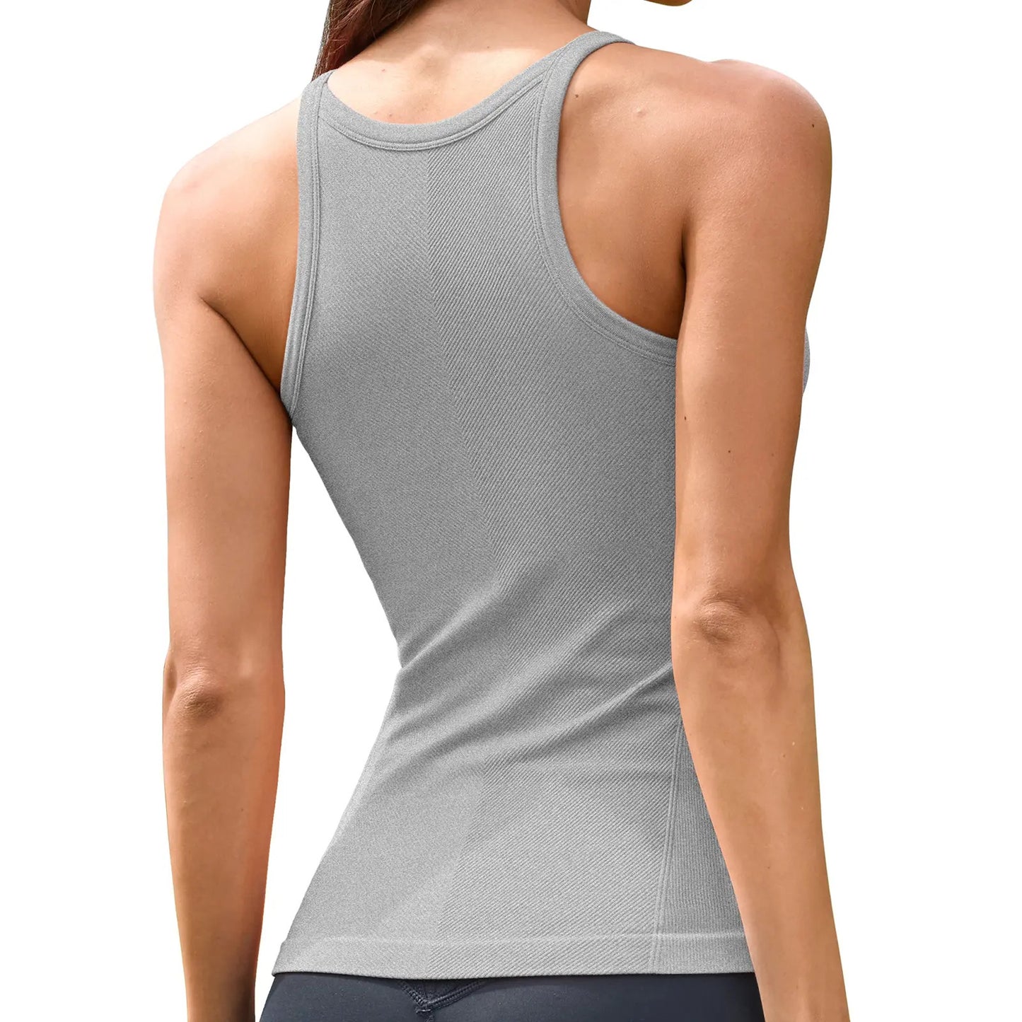 ⚡FINAL SALE⚡Women Workout Tank Tops with Built in Bra Basic Ribbed Tank Top Crew Neck Racerback Athletic Camisole Seamless