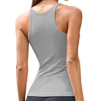 ⚡FINAL SALE⚡Women Workout Tank Tops with Built in Bra Basic Ribbed Tank Top Crew Neck Racerback Athletic Camisole Seamless