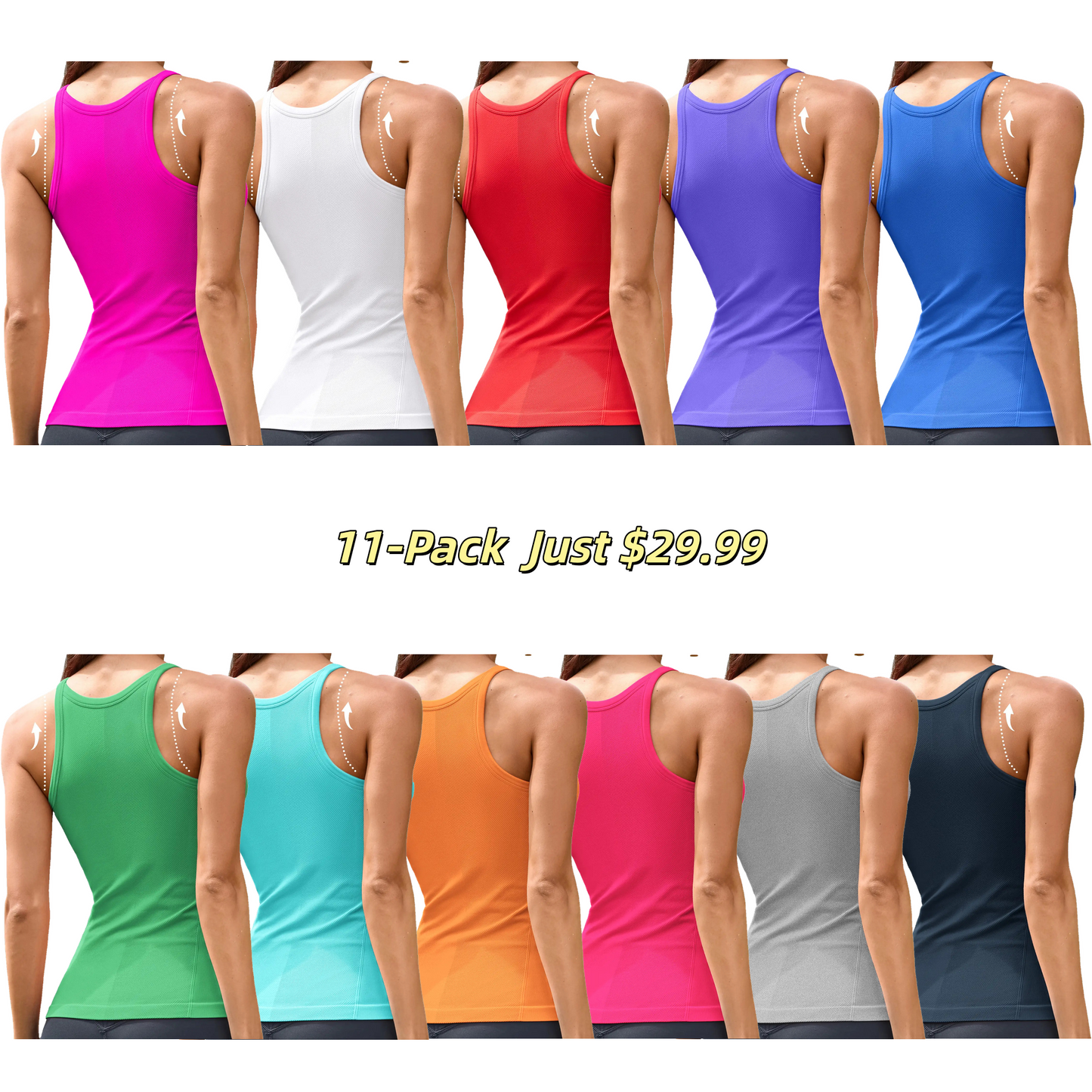 ⚡FINAL SALE⚡Women Workout Tank Tops with Built in Bra Basic Ribbed Tank Top Crew Neck Racerback Athletic Camisole Seamless