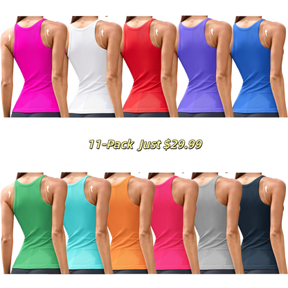 ⚡FINAL SALE⚡Women Workout Tank Tops with Built in Bra Basic Ribbed Tank Top Crew Neck Racerback Athletic Camisole Seamless