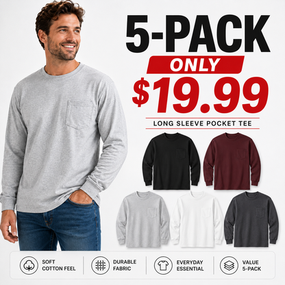 🔥Men's Heavyweight Cotton Pocket T-Shirt – Relaxed Fit Everyday Casual Tee | Big & Tall Available