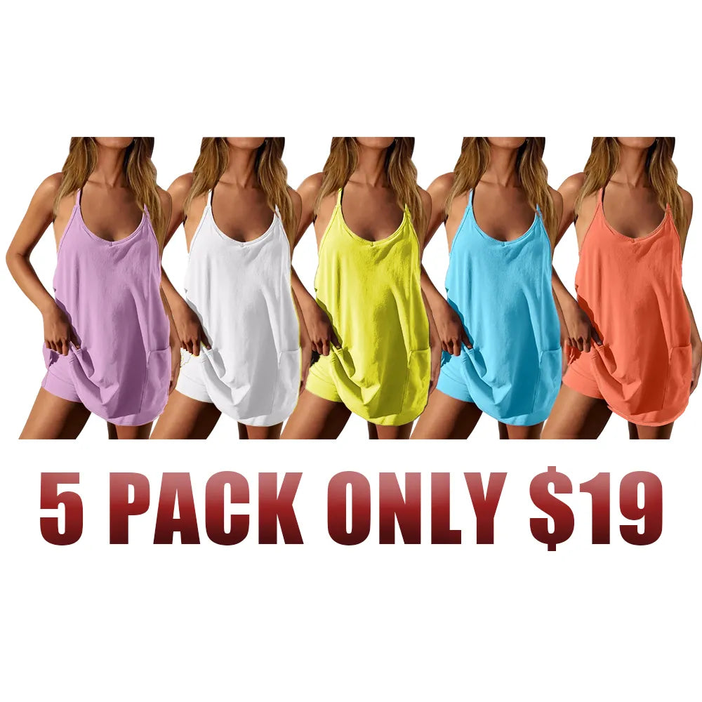🔥Women's Sleeveless Athletic Dress with Built-In Shorts