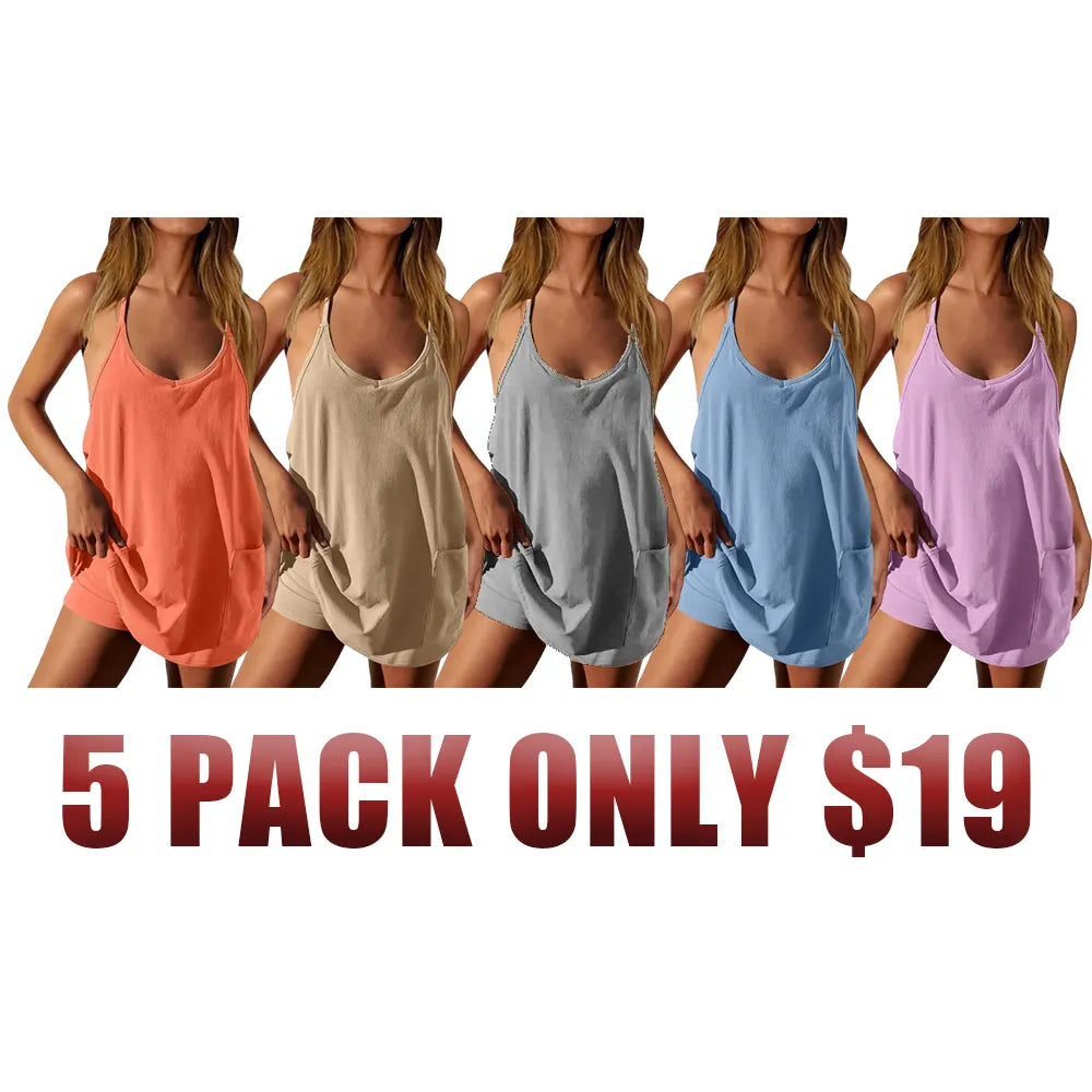 🔥Women's Sleeveless Athletic Dress with Built-In Shorts