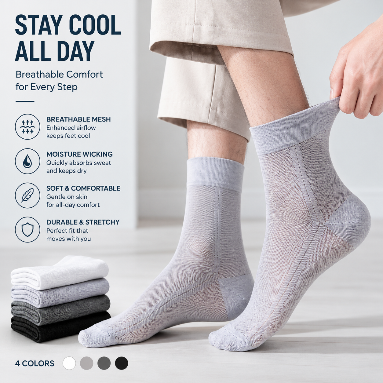 Ultra-Thin Breathable Mesh Socks for Men – Stay Cool, Dry & Comfortable All Day-JY