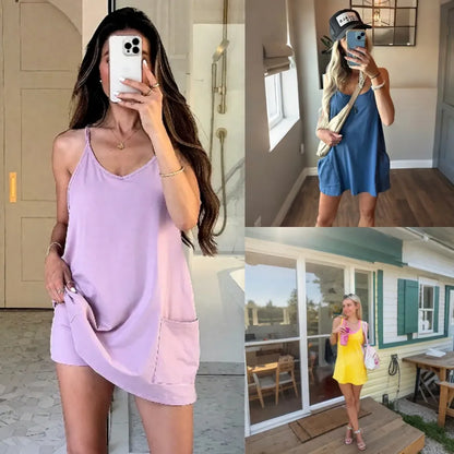 🔥Women's Sleeveless Athletic Dress with Built-In Shorts