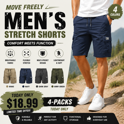 Men's Pockets Drawstring Cargo Shorts
