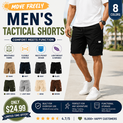 Men's Pockets Drawstring Cargo Shorts