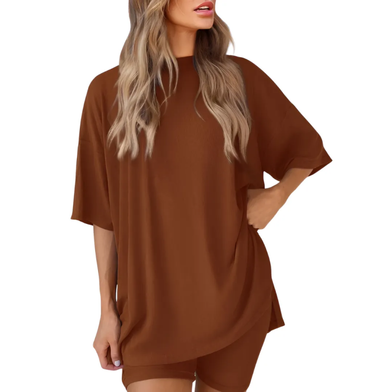 🔥Women's Two Piece Lounge Set Summer Casual Oversized Shirts Biker Shorts