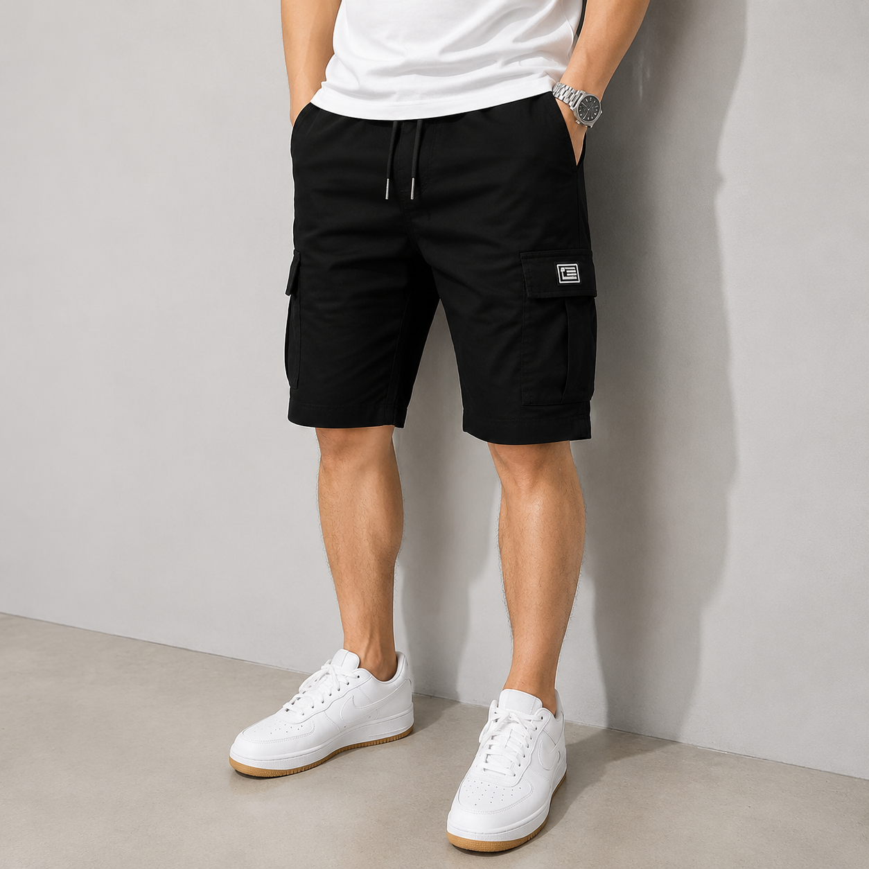 Men's Pockets Drawstring Cargo Shorts