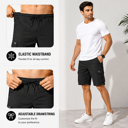 Men's Pockets Drawstring Cargo Shorts