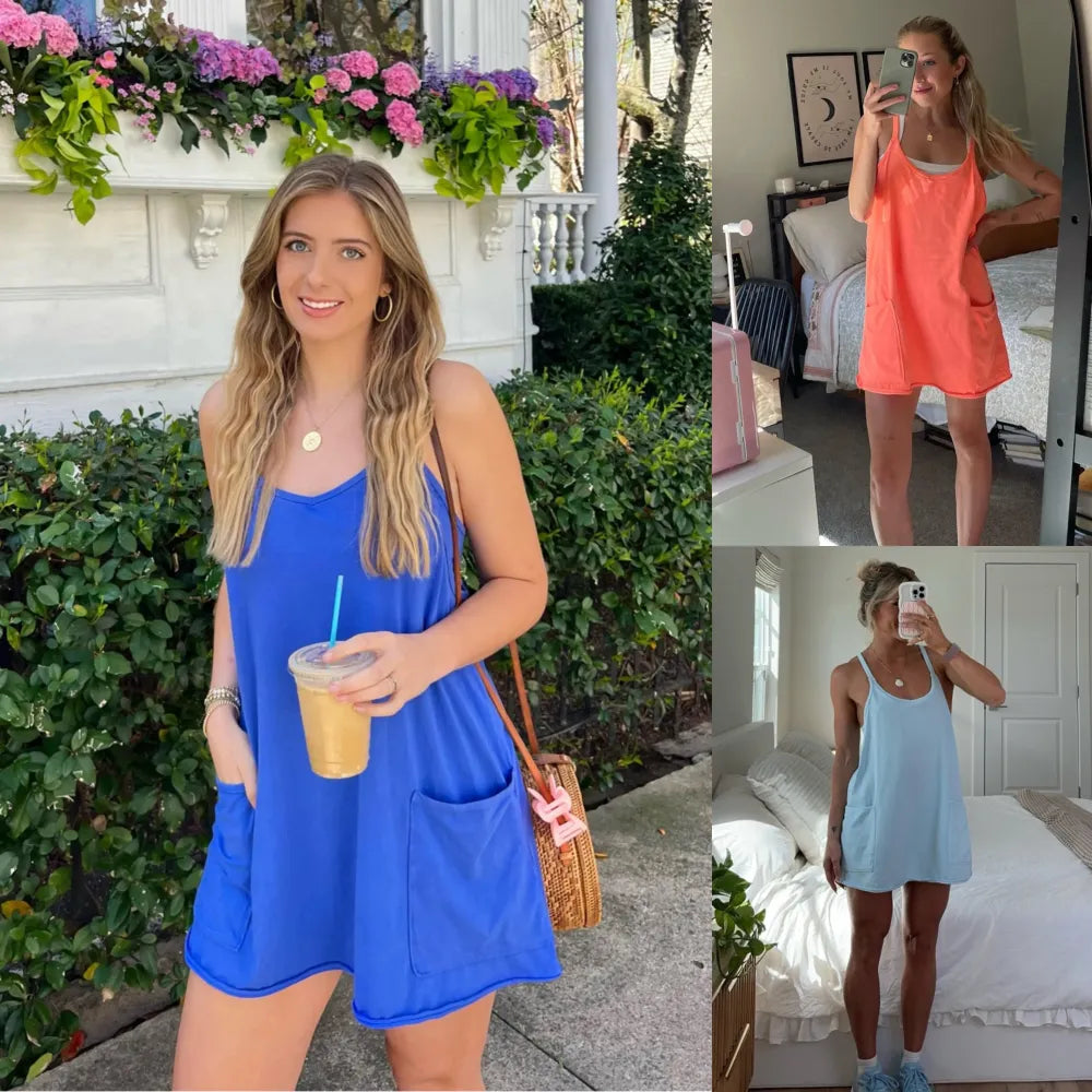 🔥Women's Sleeveless Athletic Dress with Built-In Shorts