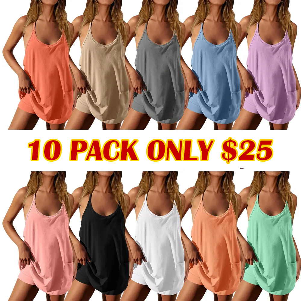 🔥Women's Sleeveless Athletic Dress with Built-In Shorts