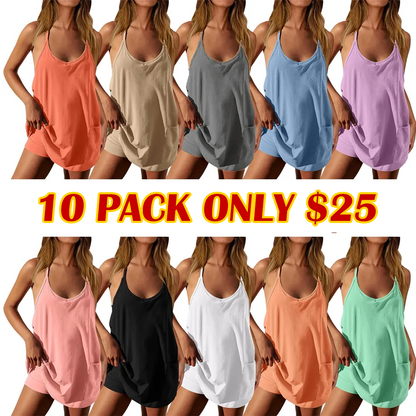 🔥Women's Sleeveless Athletic Dress with Built-In Shorts