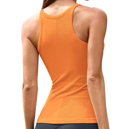 ⚡FINAL SALE⚡Women Workout Tank Tops with Built in Bra Basic Ribbed Tank Top Crew Neck Racerback Athletic Camisole Seamless