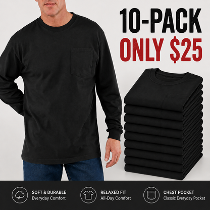 🔥Men's Heavyweight Cotton Pocket T-Shirt – Relaxed Fit Everyday Casual Tee | Big & Tall Available